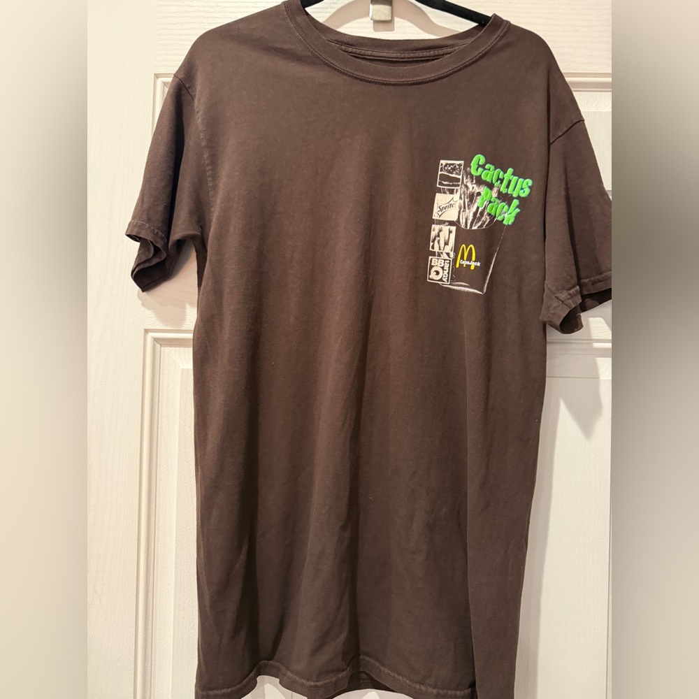Cactus Jack by Travis Scott Dark Brown Tee with Bright Green Details